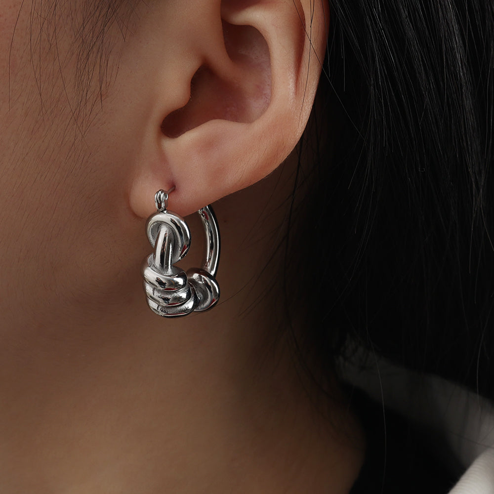 Double-Hoop Illusion Earrings 26 mm – Silver