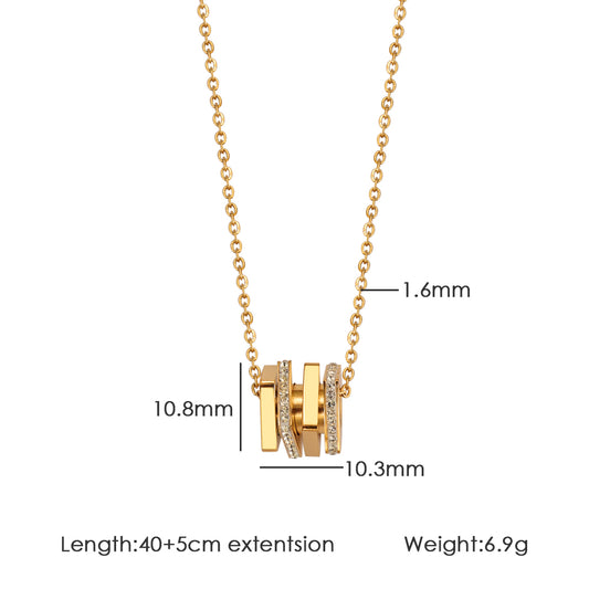 Dual Bar Pendant Necklace – Crystal (Gold)