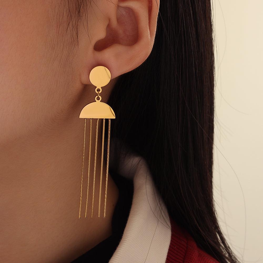 Chain-Fringe Drop Earrings – Gold