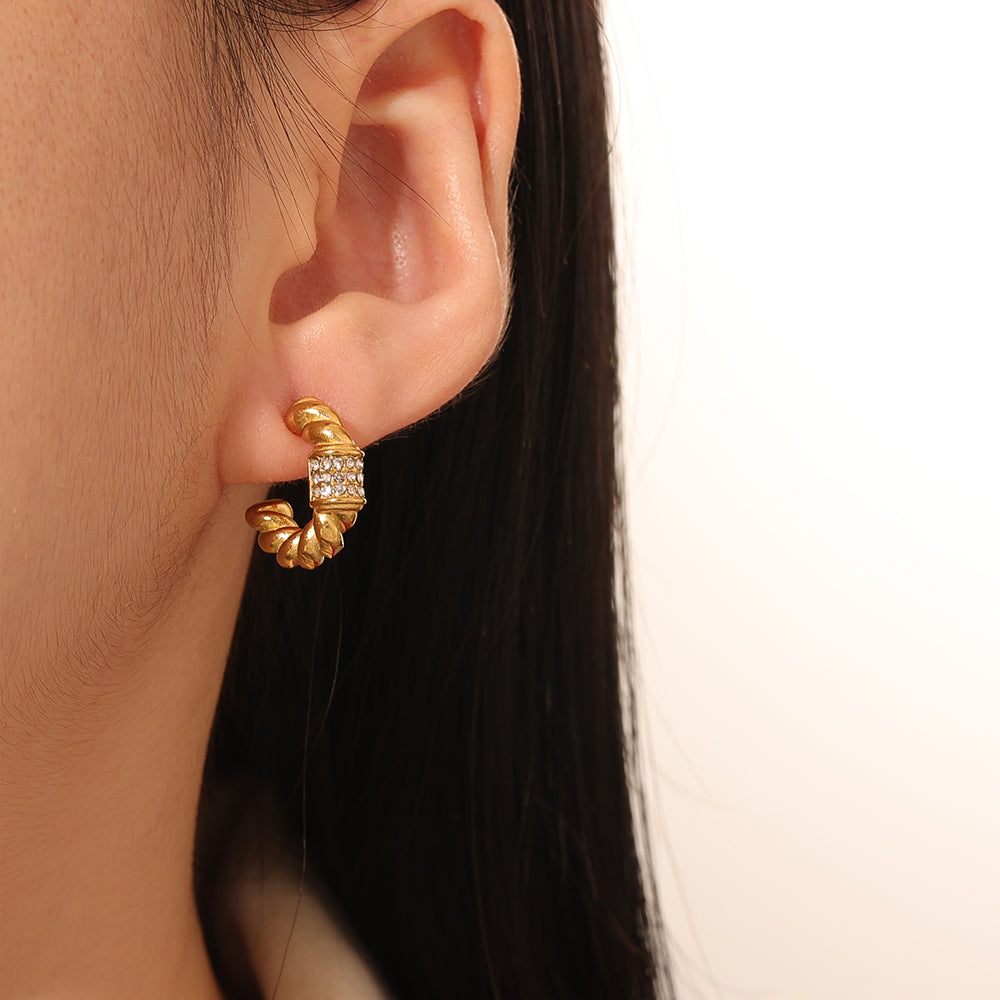 Crystal Duo Studs – Gold