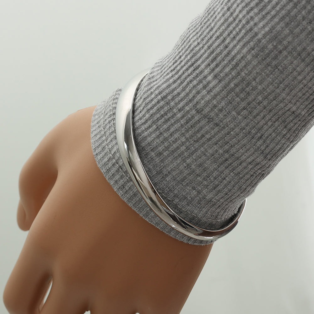 Polished Ball-End Cuff – Silver