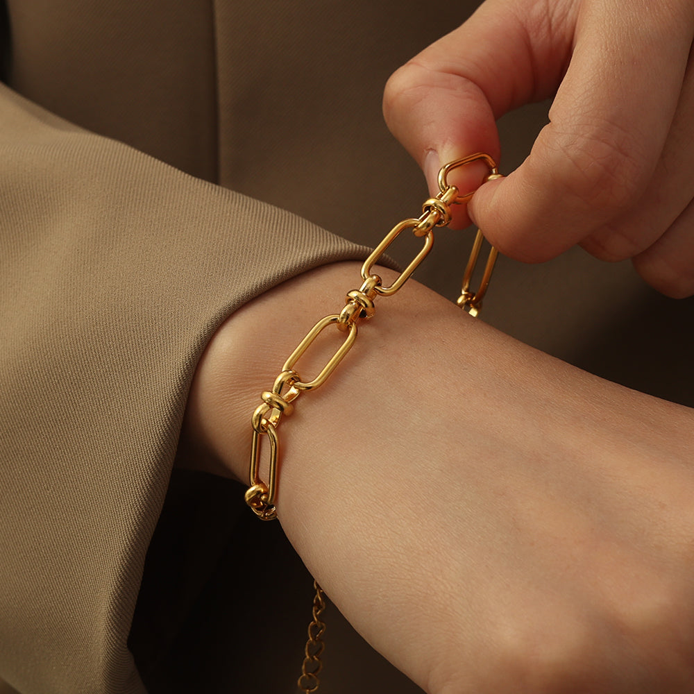 Knot-Link Chain Bracelet – Gold (18 + 4 cm)