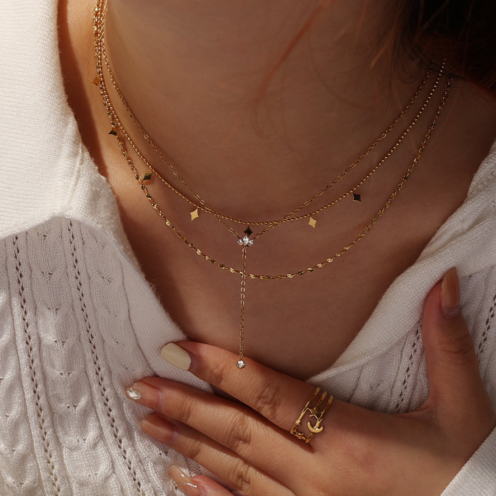 Pearl Drop Curve Necklace – Gold (41 + 5 cm)