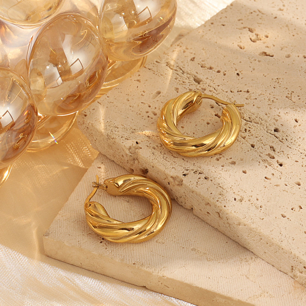 Twist Hoop Earrings 25 mm – Gold