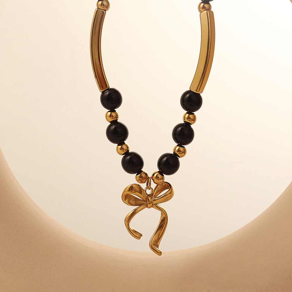 Beaded Charm Necklace – Gold