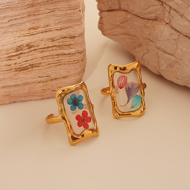 Bloom Enamel Adjustable Ring – Gold