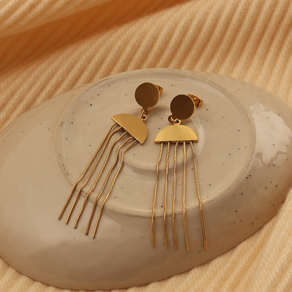 Chain-Fringe Drop Earrings – Gold