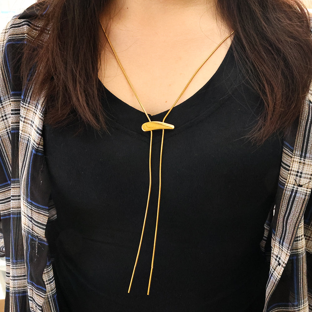 Adjustable Slider Lariat Necklace - Gold