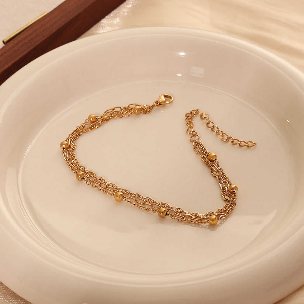 Beaded Chain Bracelet – Gold