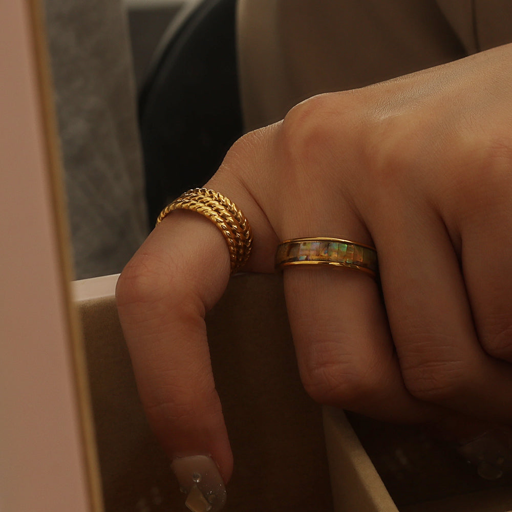 Textured Dome Open Ring – Gold (Adjustable)