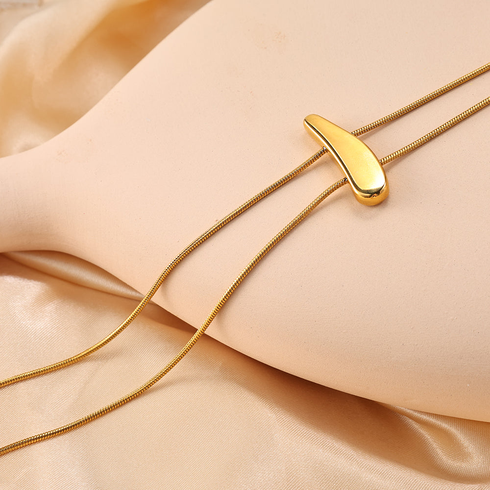 Adjustable Slider Lariat Necklace - Gold