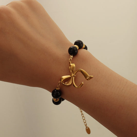 Beaded Charm Necklace – Gold