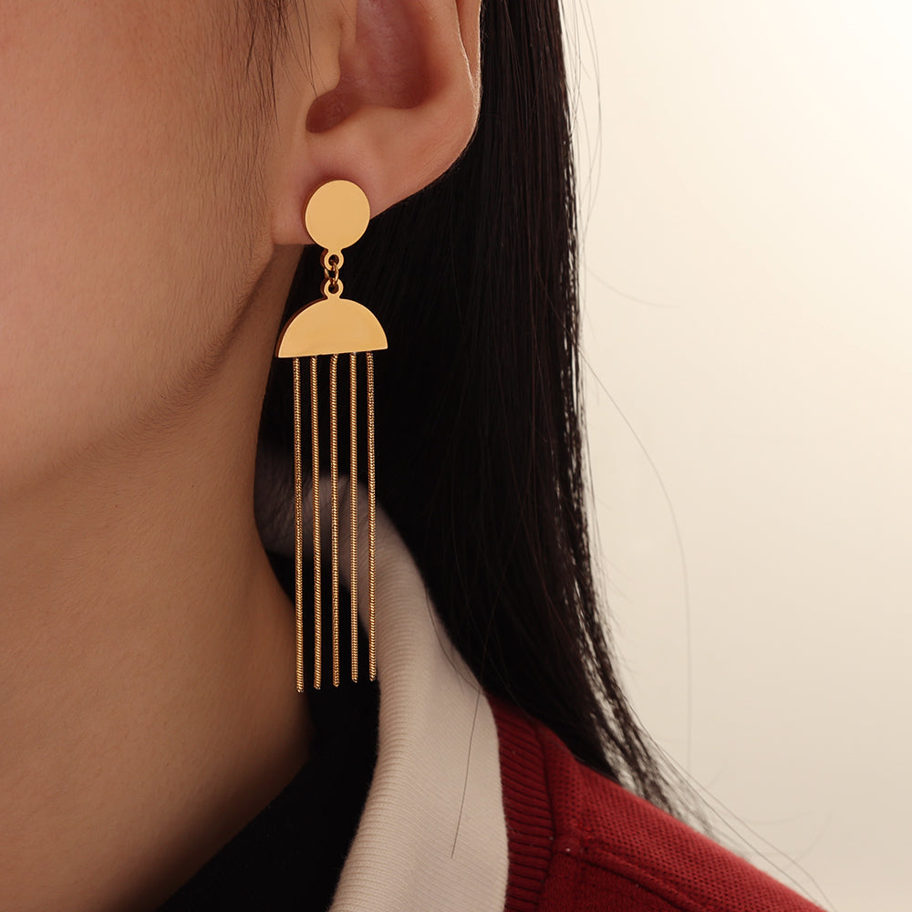 Chain-Fringe Drop Earrings – Gold
