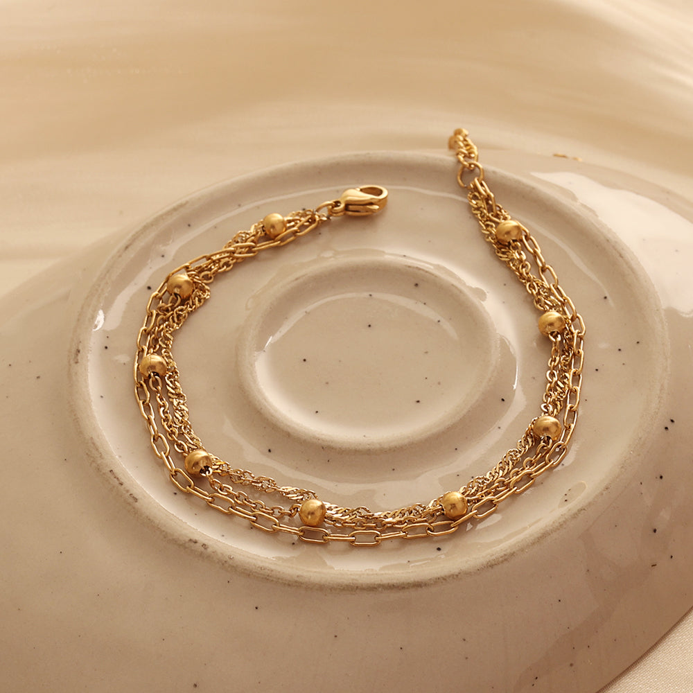 Beaded Chain Bracelet – Gold