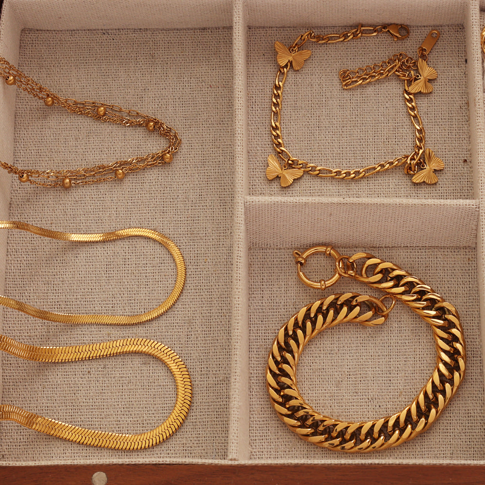 Beaded Chain Bracelet – Gold
