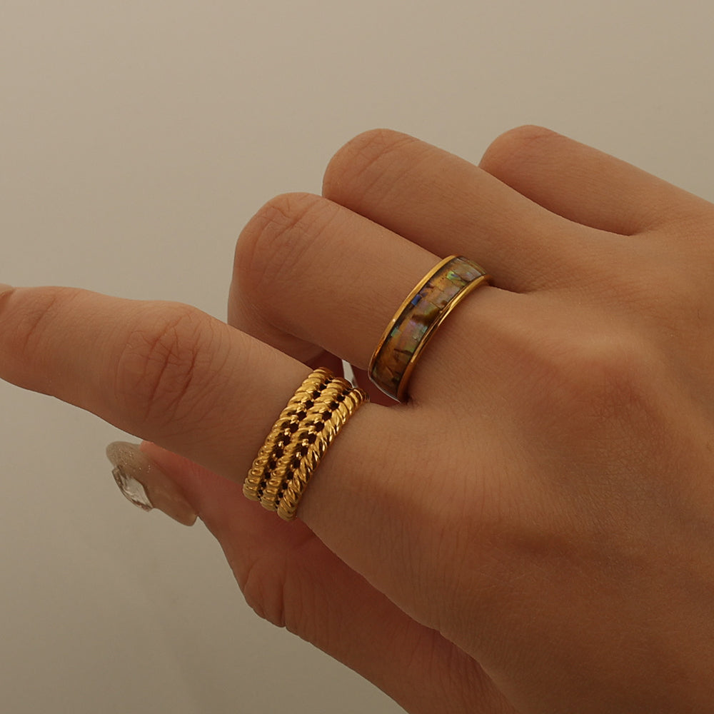 Textured Dome Open Ring – Gold (Adjustable)