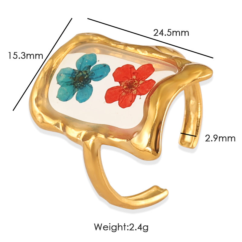 Bloom Enamel Adjustable Ring – Gold