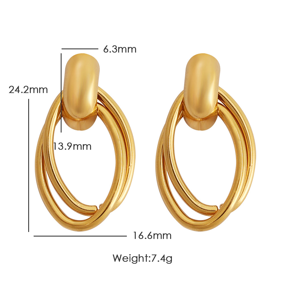Teardrop Link Huggies – Gold