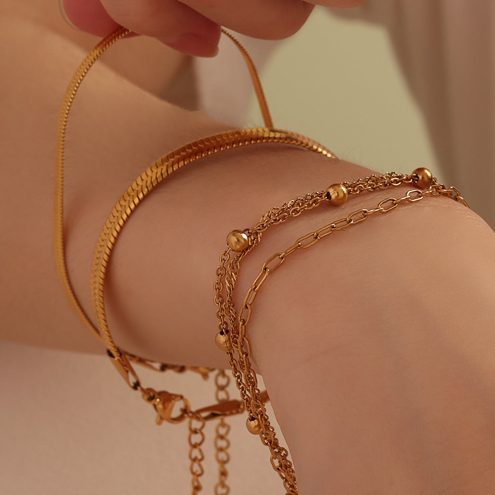 Beaded Chain Bracelet – Gold