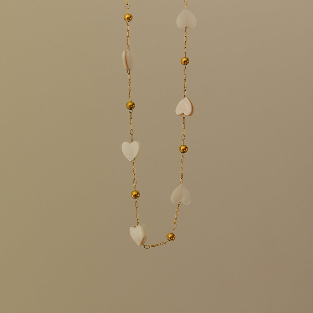 Mother-of-Pearl Station Necklace – Gold