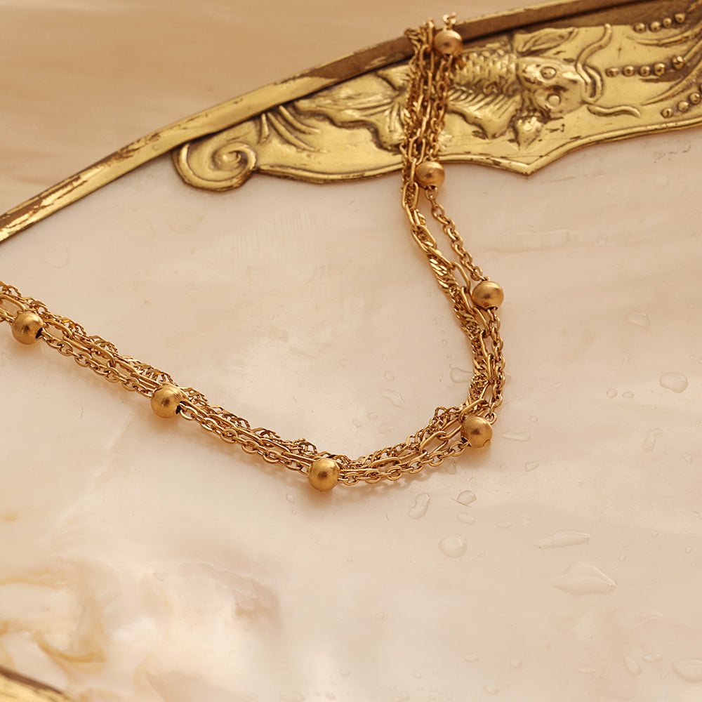 Beaded Chain Bracelet – Gold
