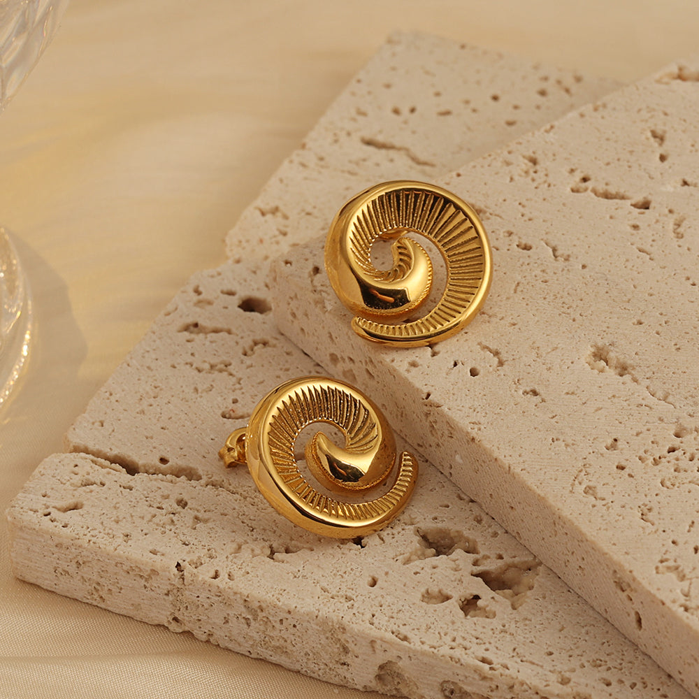 Spiral Swirl Stud Earrings – Gold (19 mm)