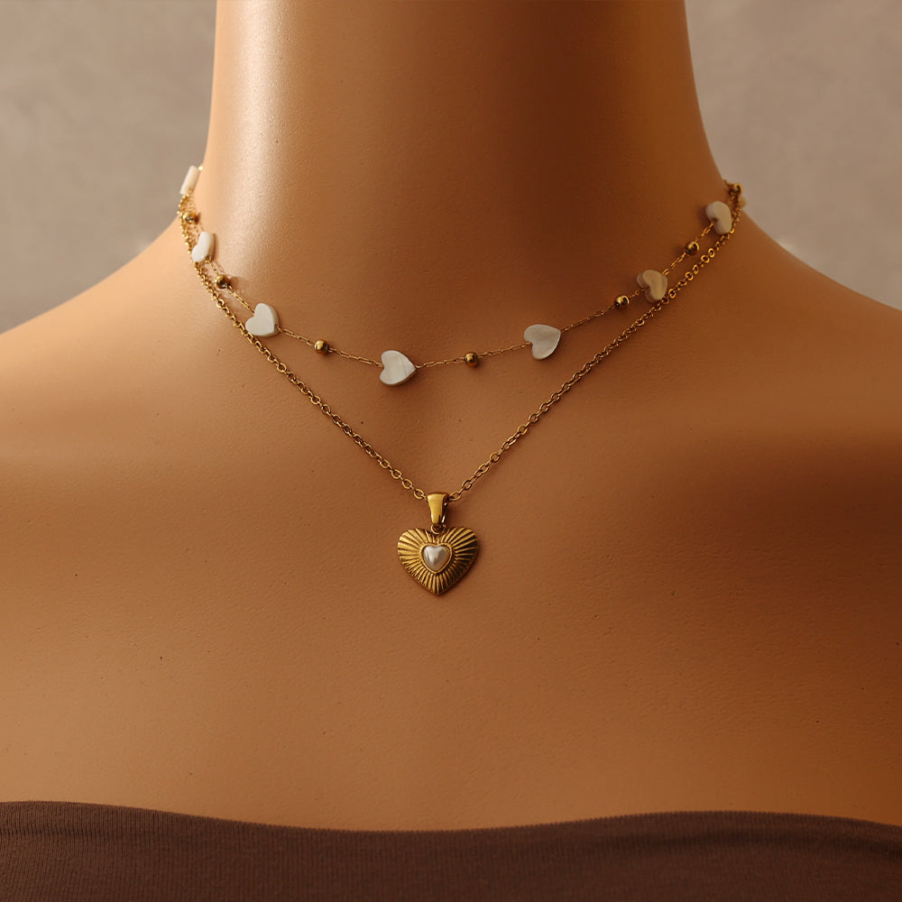 Mother-of-Pearl Station Necklace – Gold