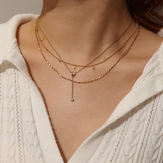 Pearl Drop Curve Necklace – Gold (41 + 5 cm)
