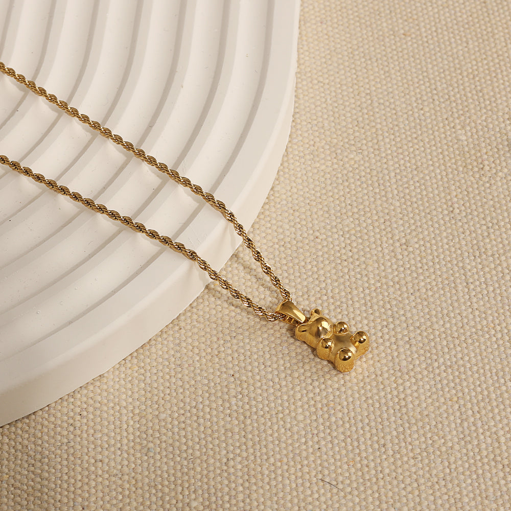 Teddy Bear Pendant Necklace – Gold