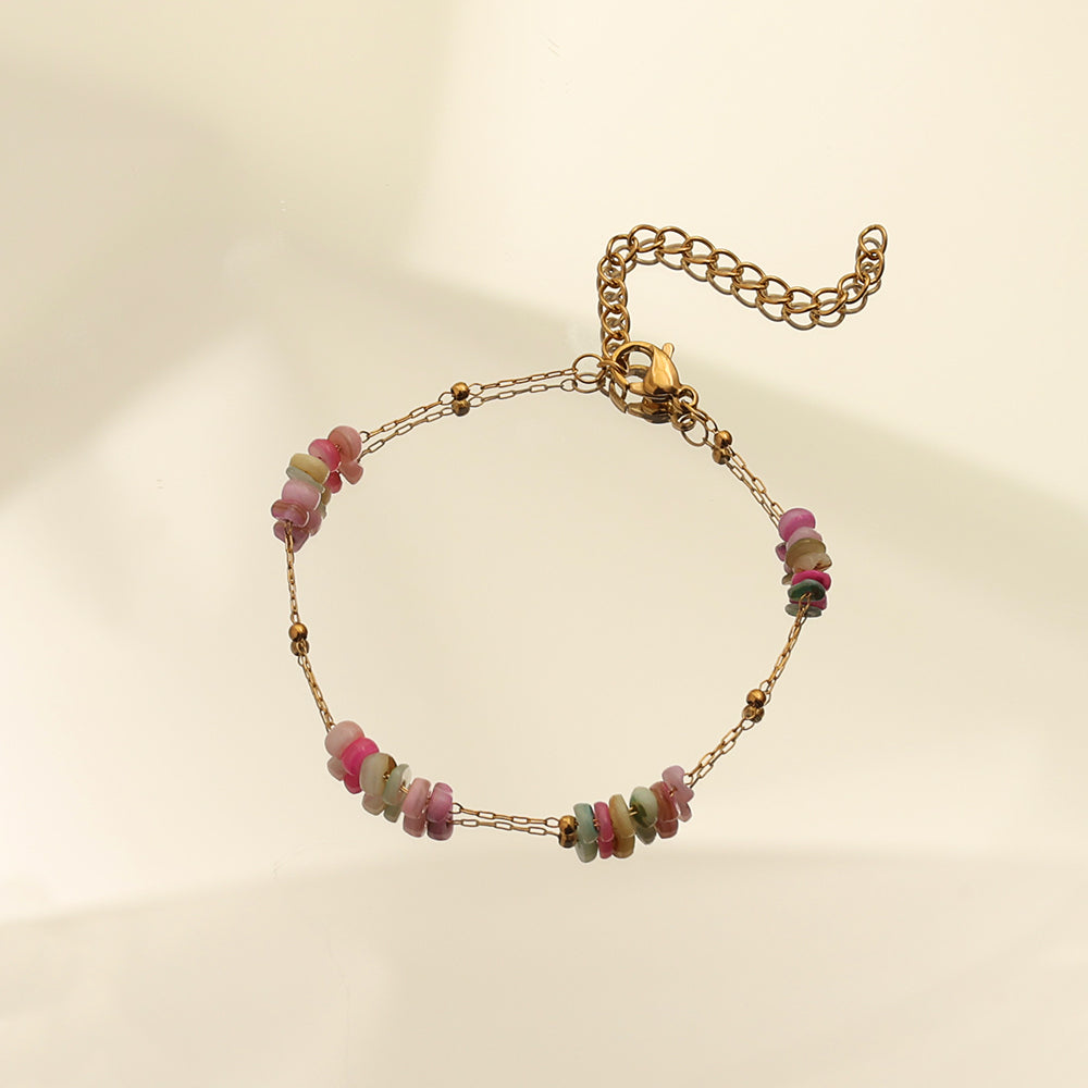 Beaded Bracelet / Natural Stone – Gold