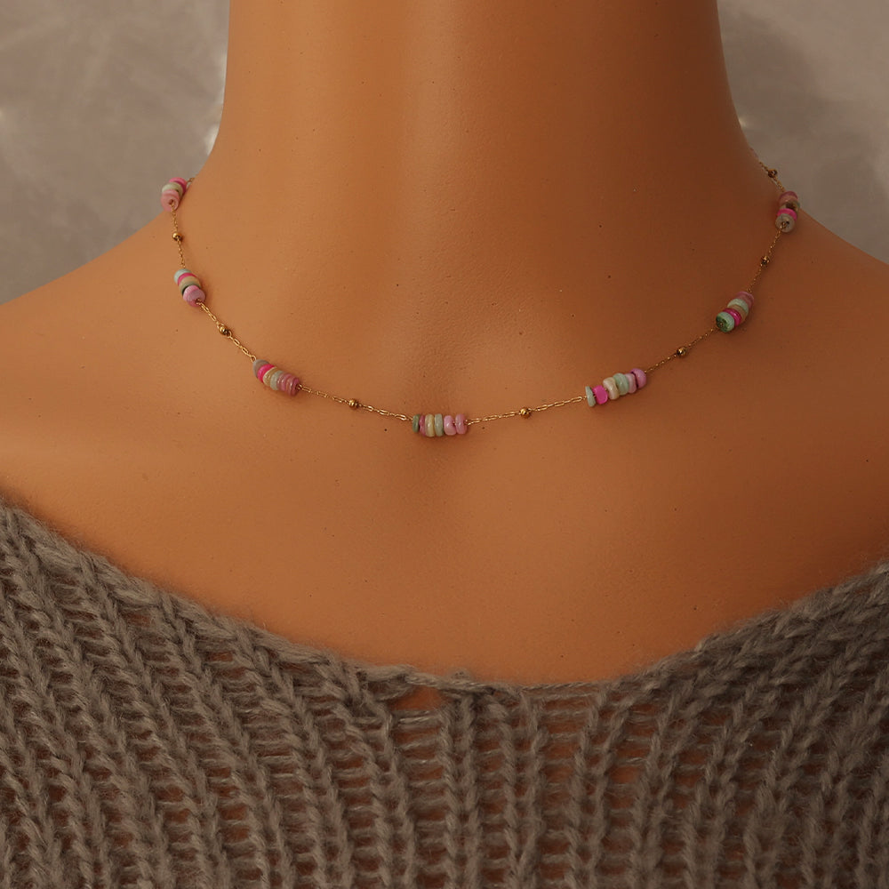 Layered Natural-Stone Necklace – Gold (40 cm + choker 16 cm + 5 cm ext.)