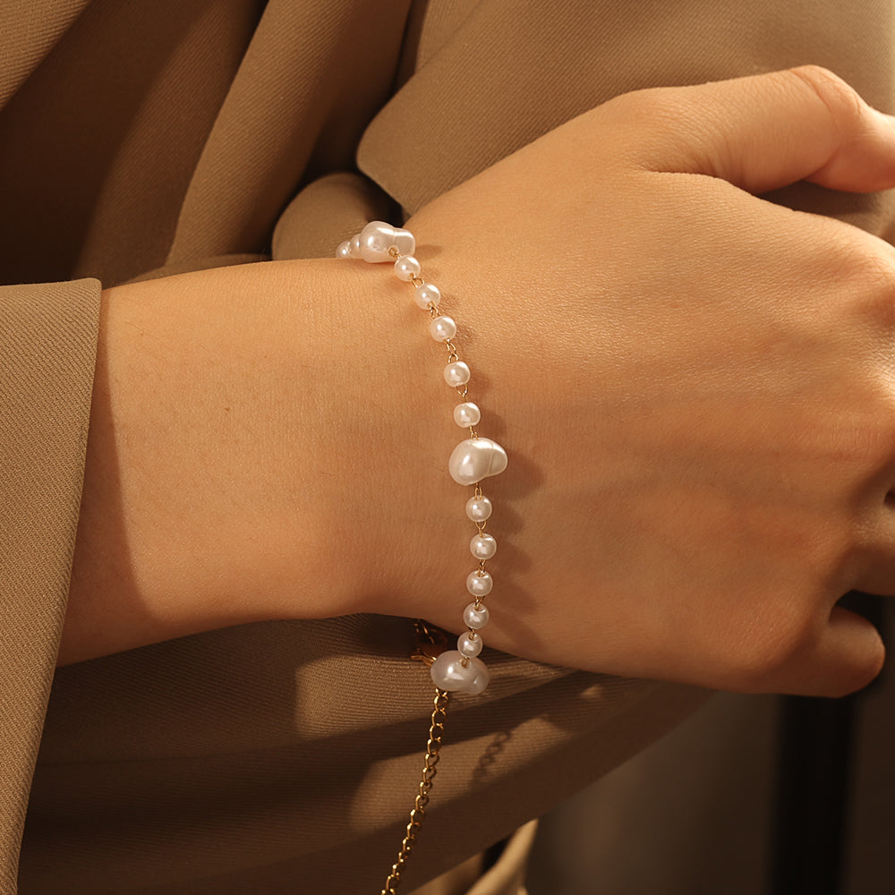 Double-Layer Pearl Necklace – Gold