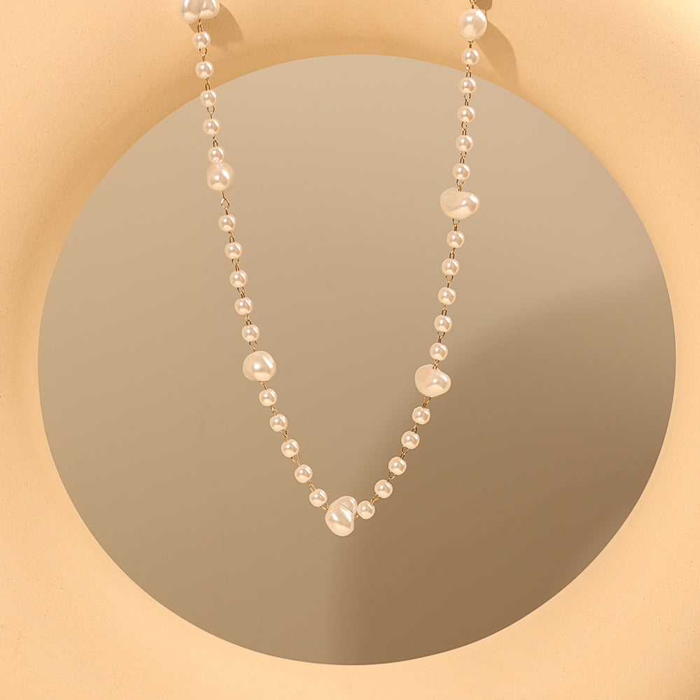 Double-Layer Pearl Necklace – Gold