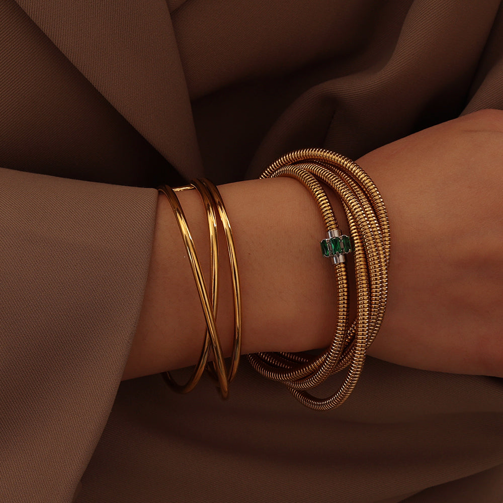 Double-Band Open Cuff – Gold (62 mm)