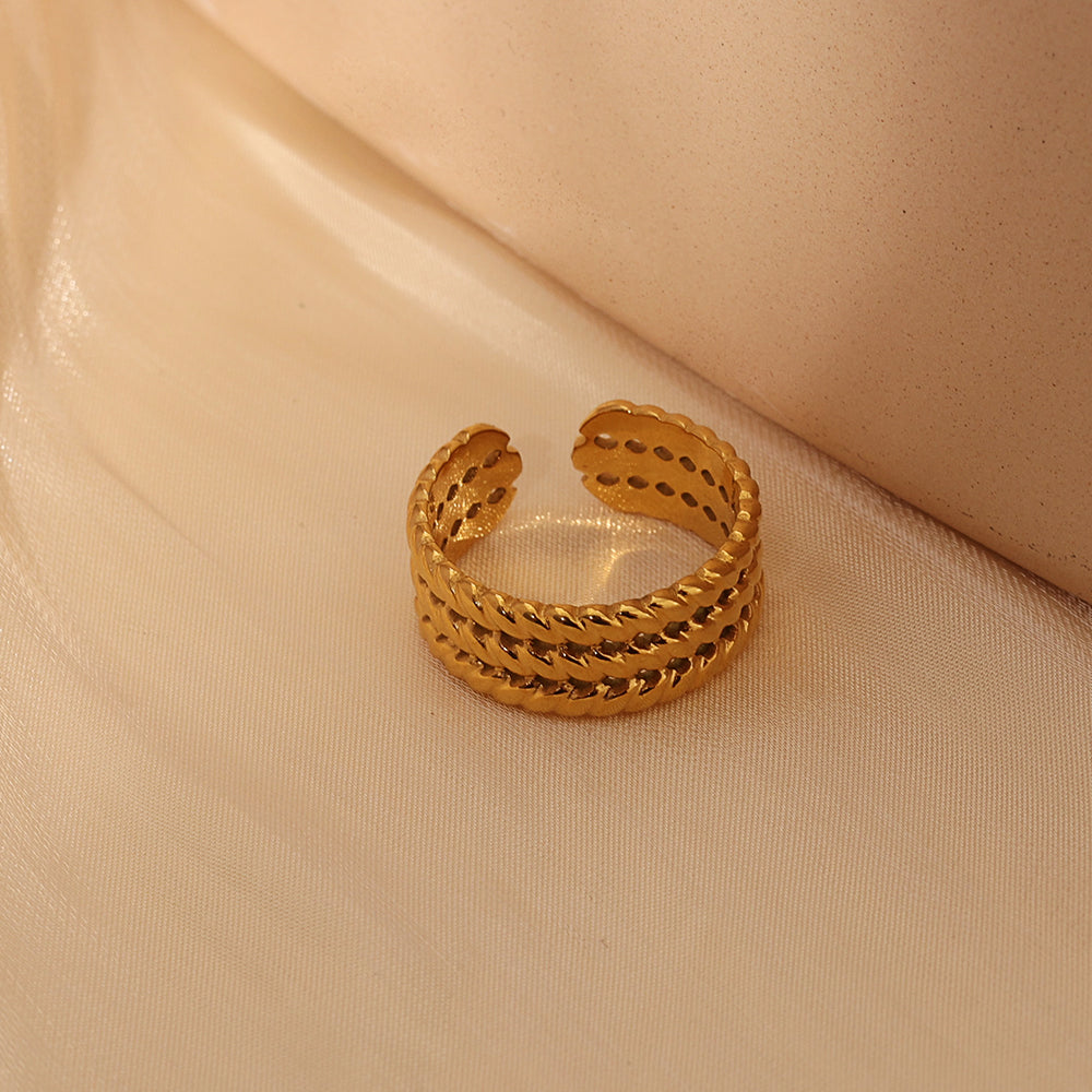 Textured Dome Open Ring – Gold (Adjustable)
