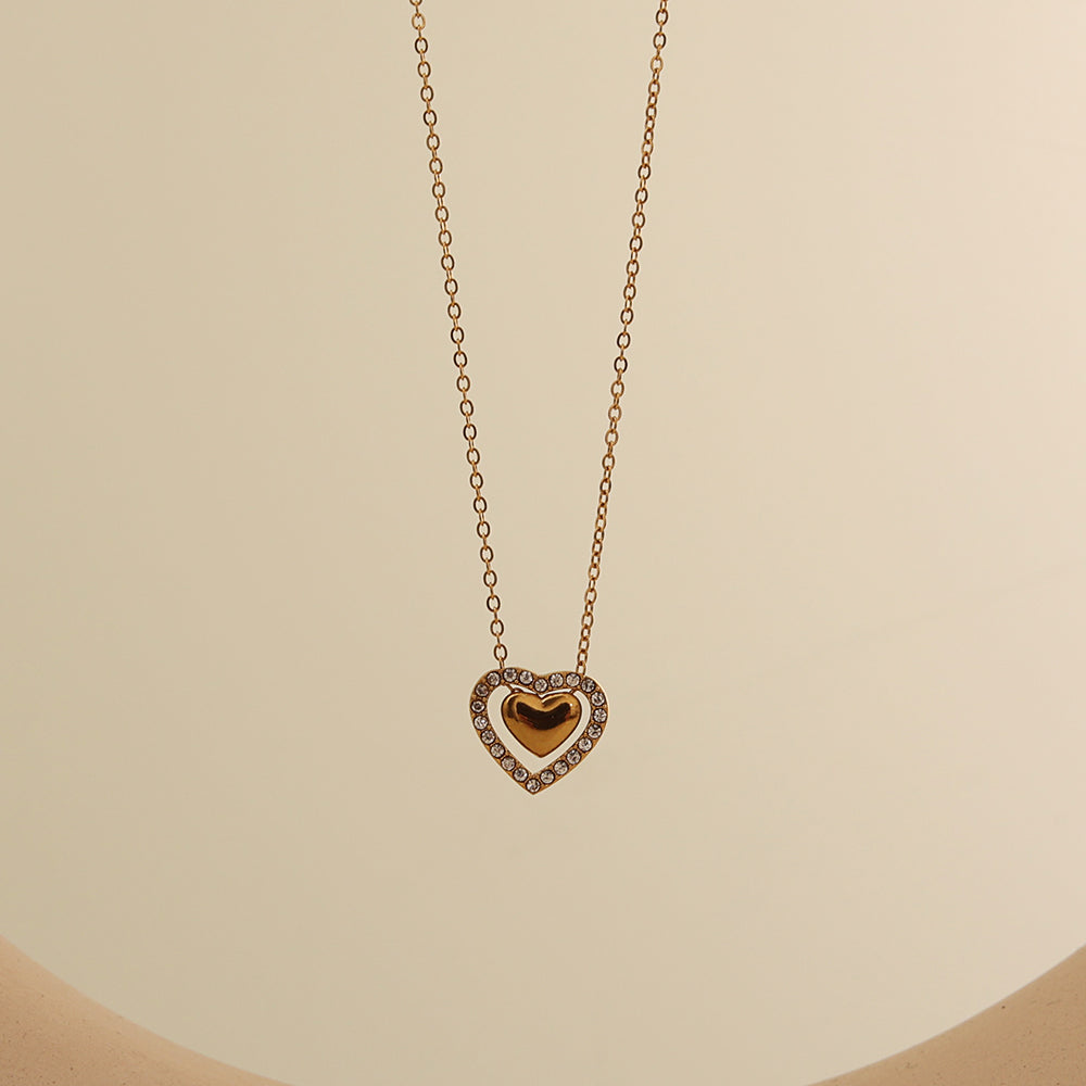 Heart Halo Pendant Necklace – Gold