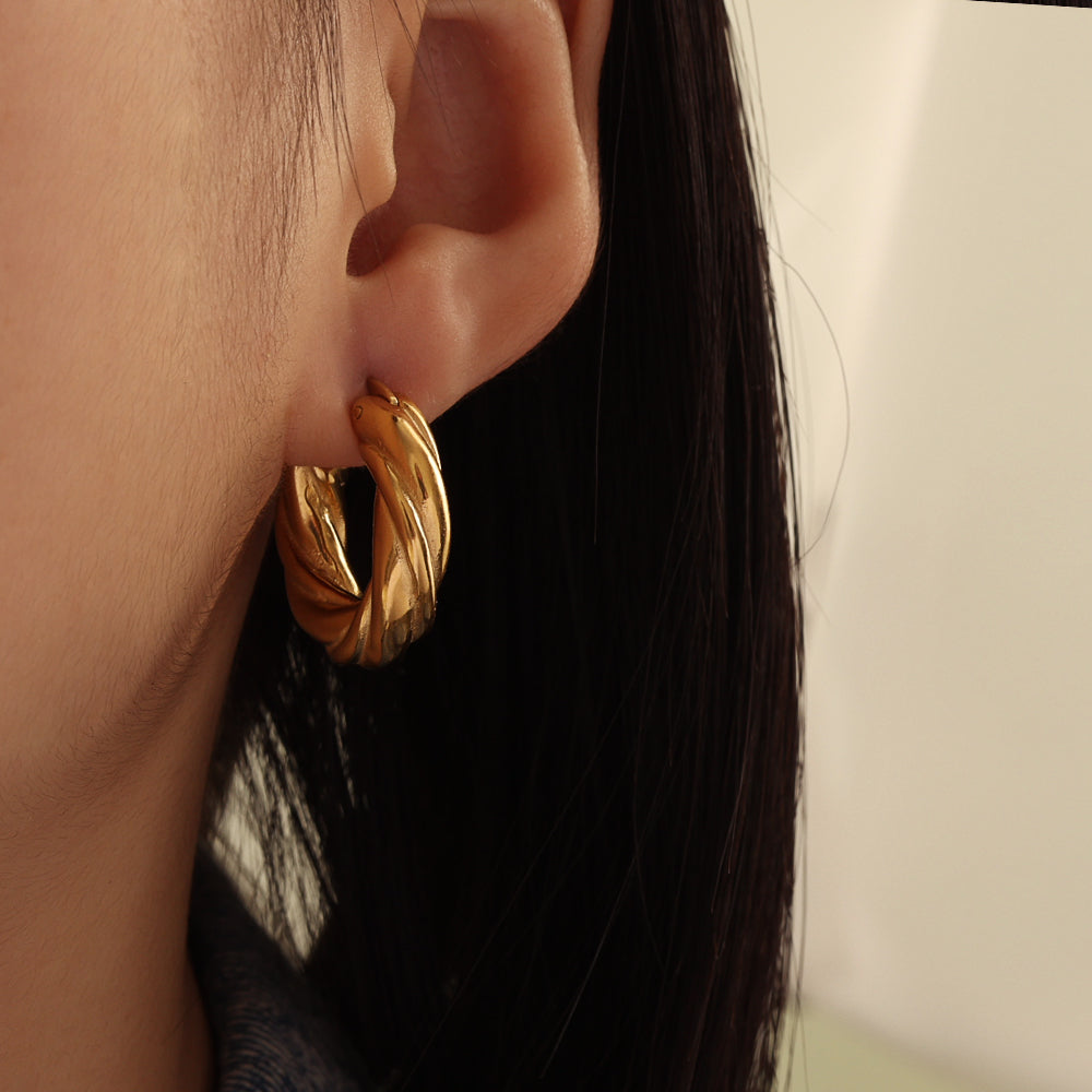 Twist Hoop Earrings 25 mm – Gold