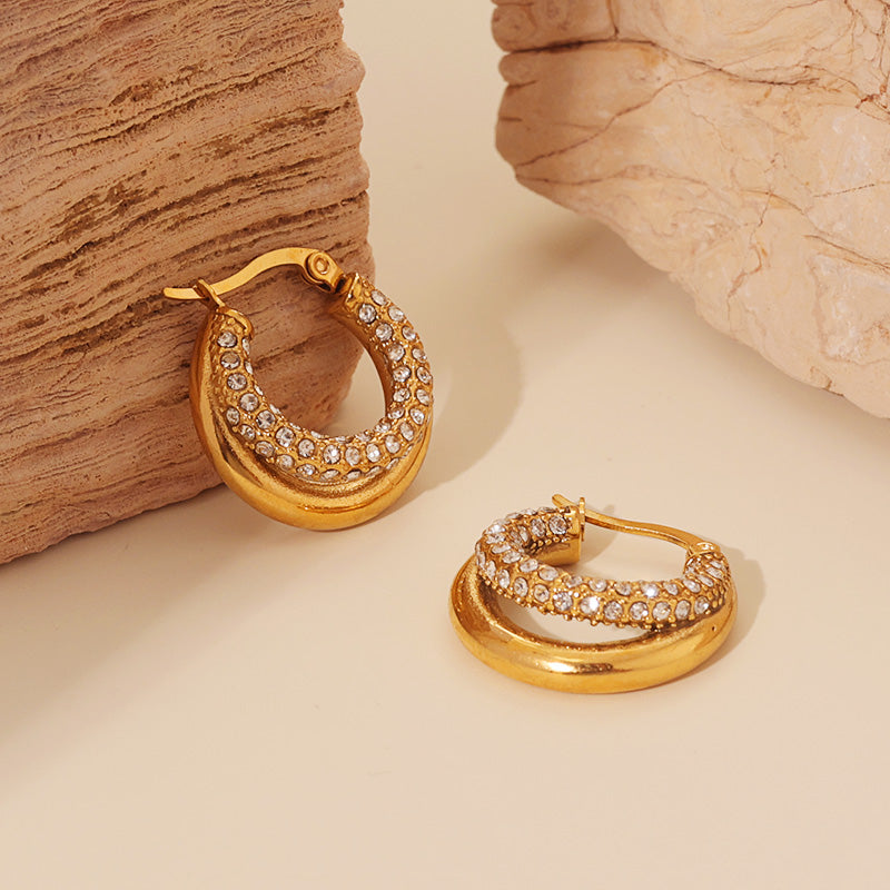 Crystal Mini Hoops 23mm – Gold