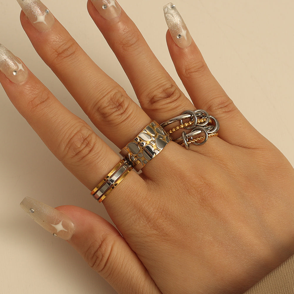 Wide Geo Cuff Ring – Gold