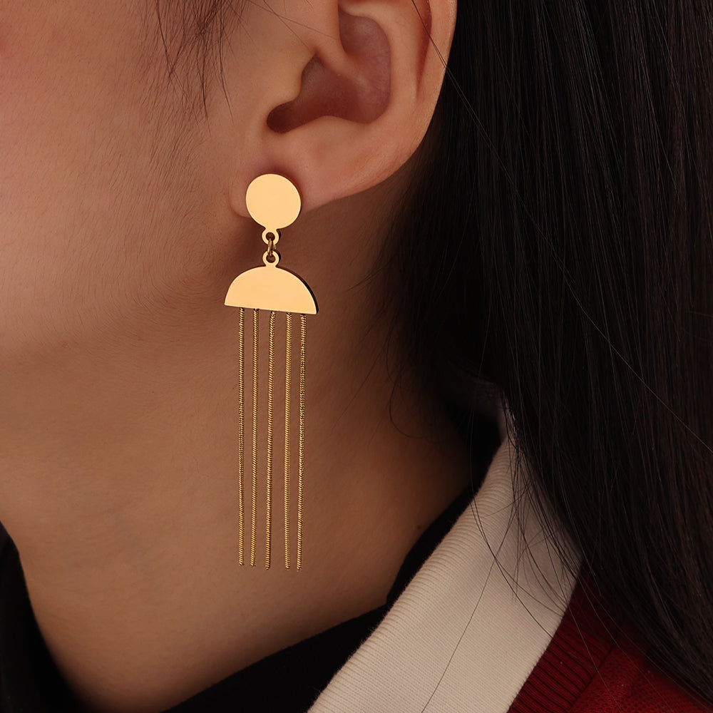 Chain-Fringe Drop Earrings – Gold