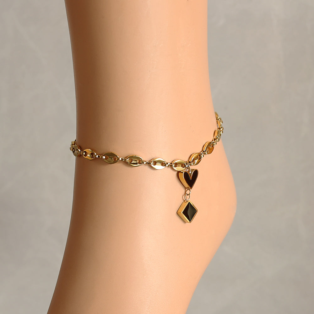 Enamel Charm Anklet – Gold (21 + 5 cm)