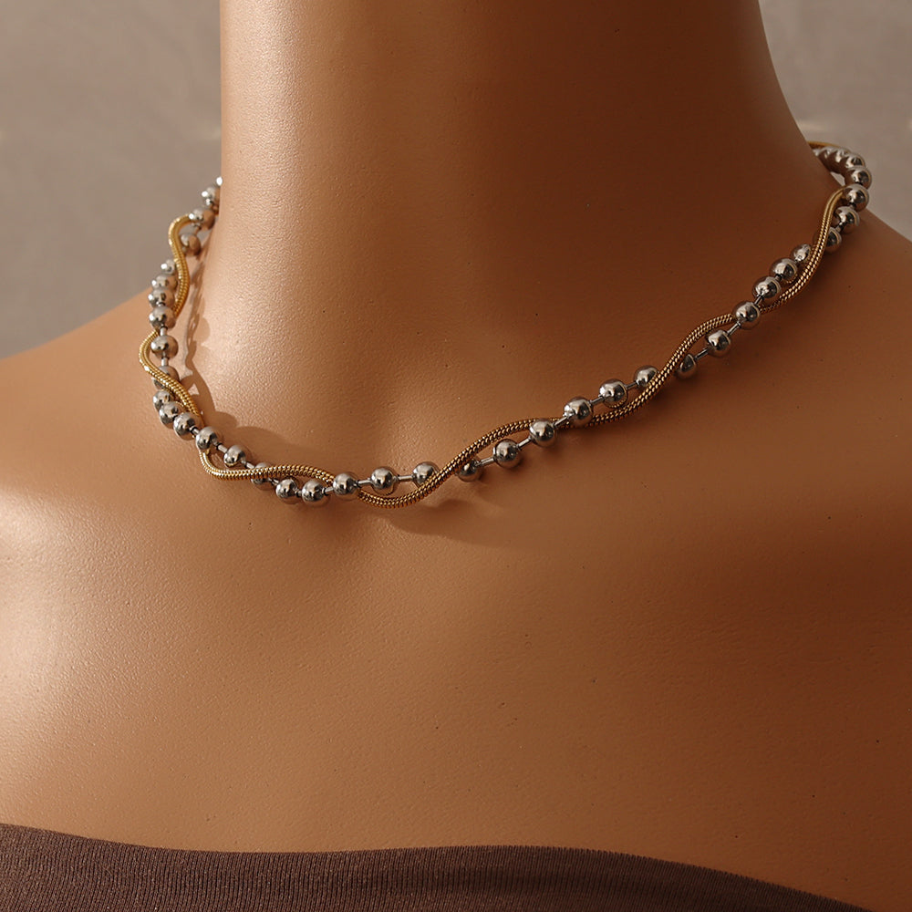 Mixed-Metal Twist Chain Necklace – Two-Tone