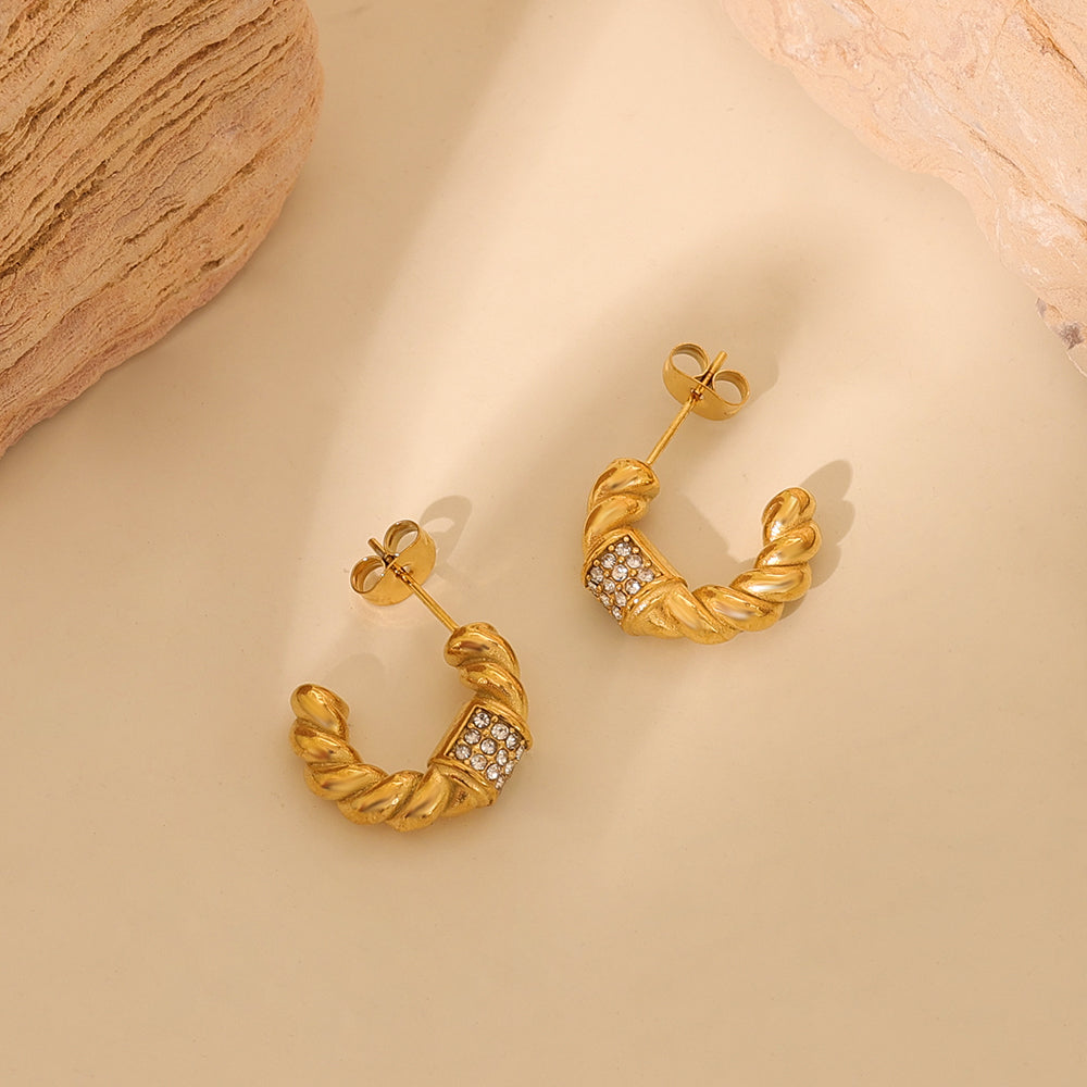 Crystal Duo Studs – Gold