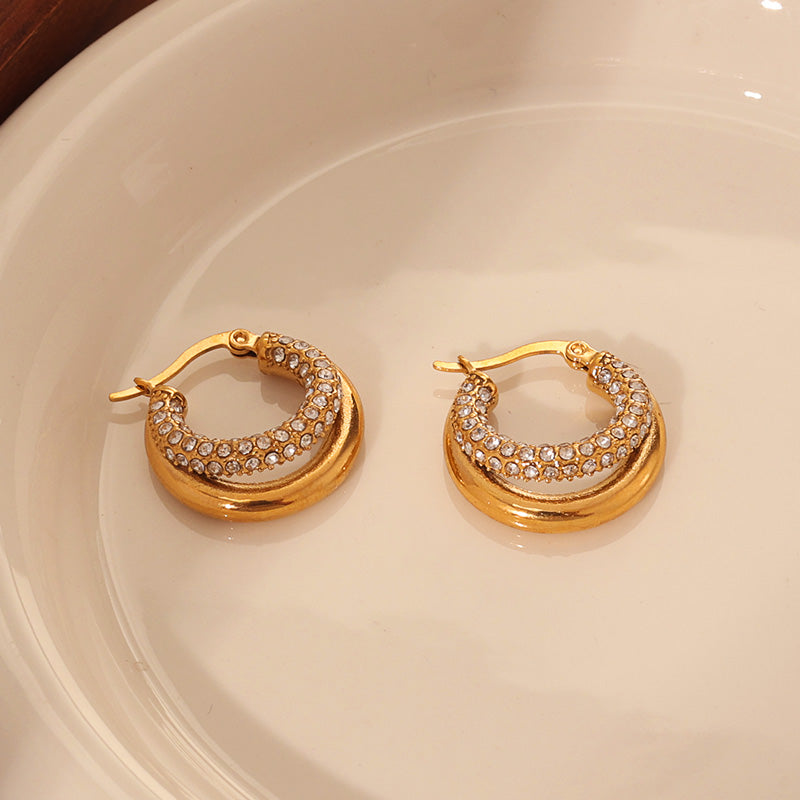 Crystal Mini Hoops 23mm – Gold