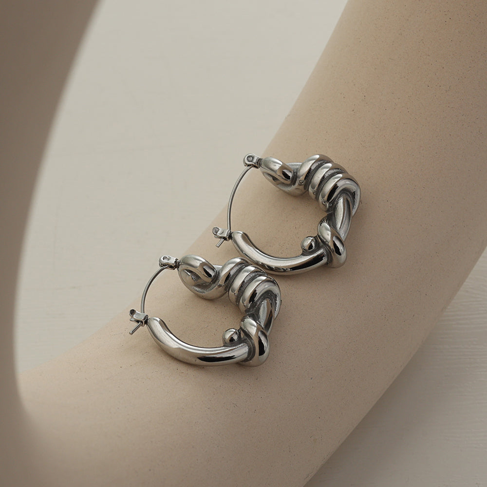 Double-Hoop Illusion Earrings 26 mm – Silver