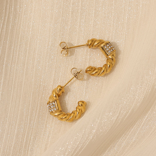 Crystal Duo Studs – Gold