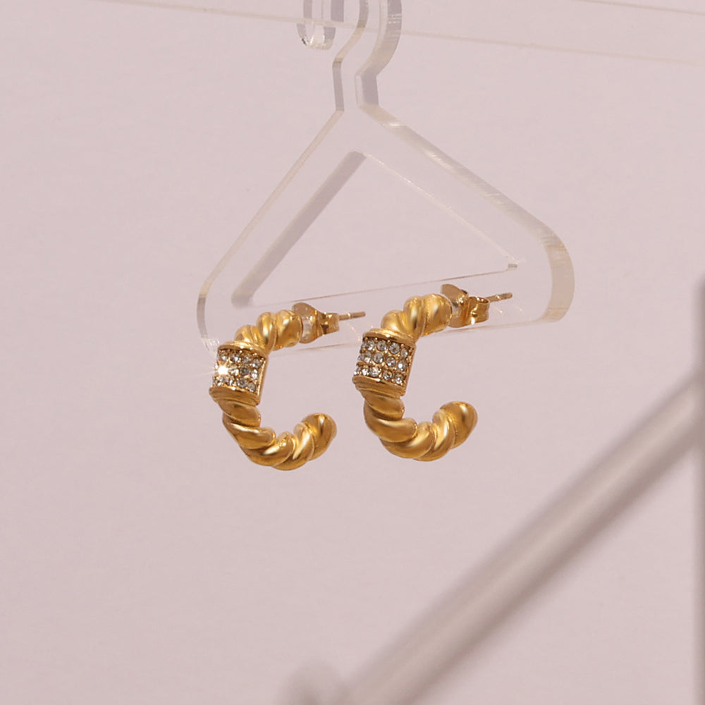Crystal Duo Studs – Gold