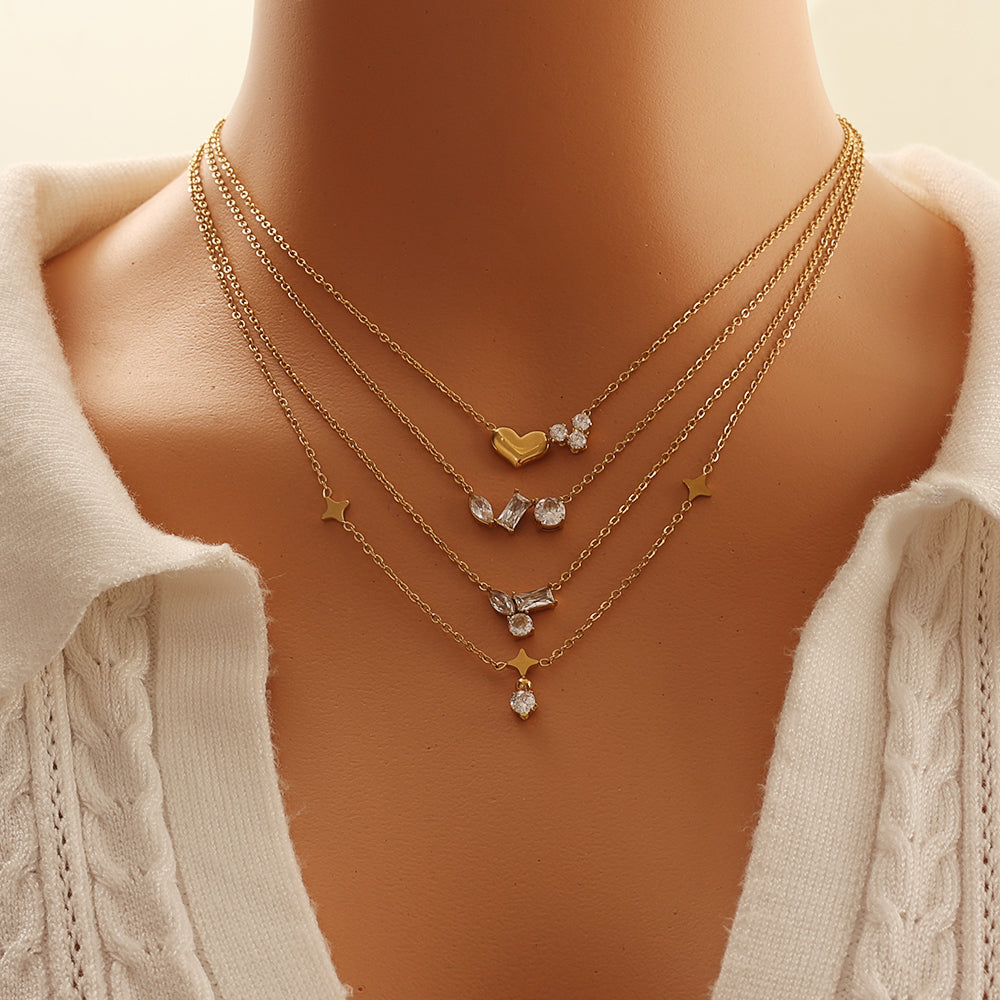 Heart Pendant Necklace – Zircon (Gold)