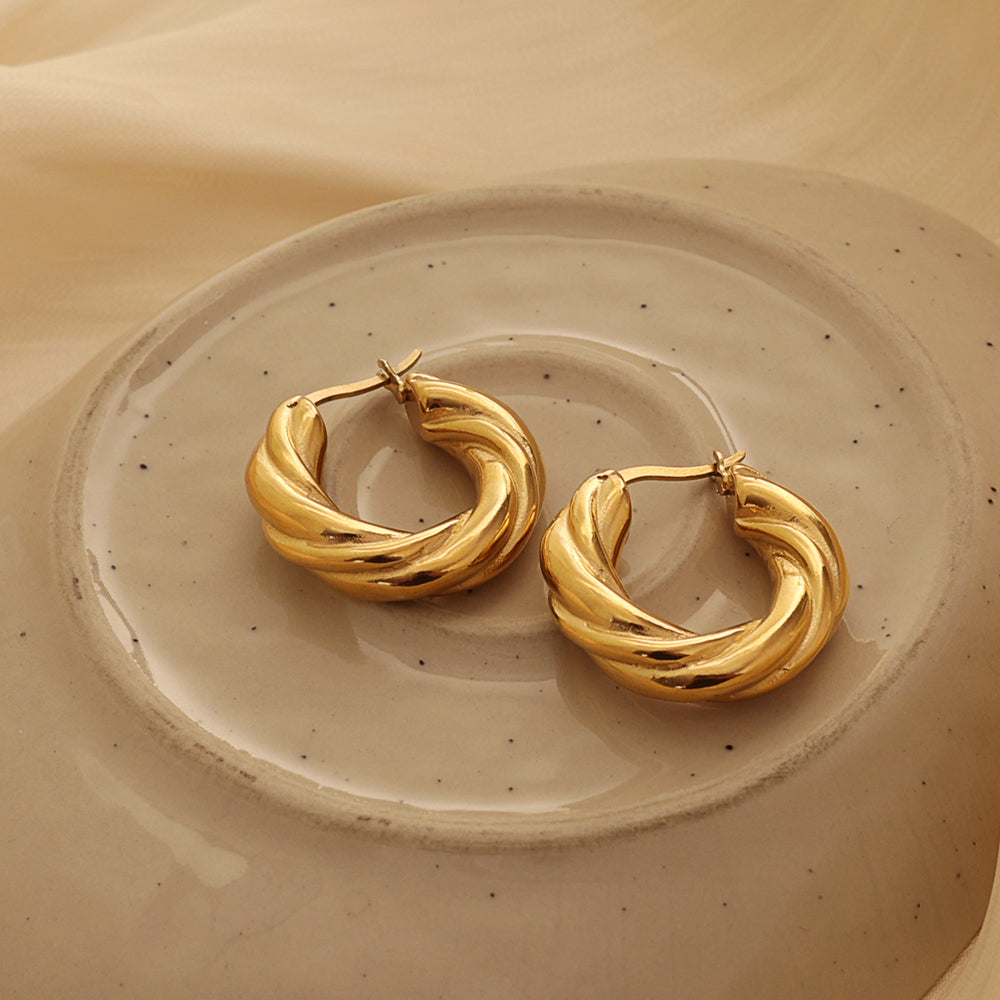 Twist Hoop Earrings 25 mm – Gold