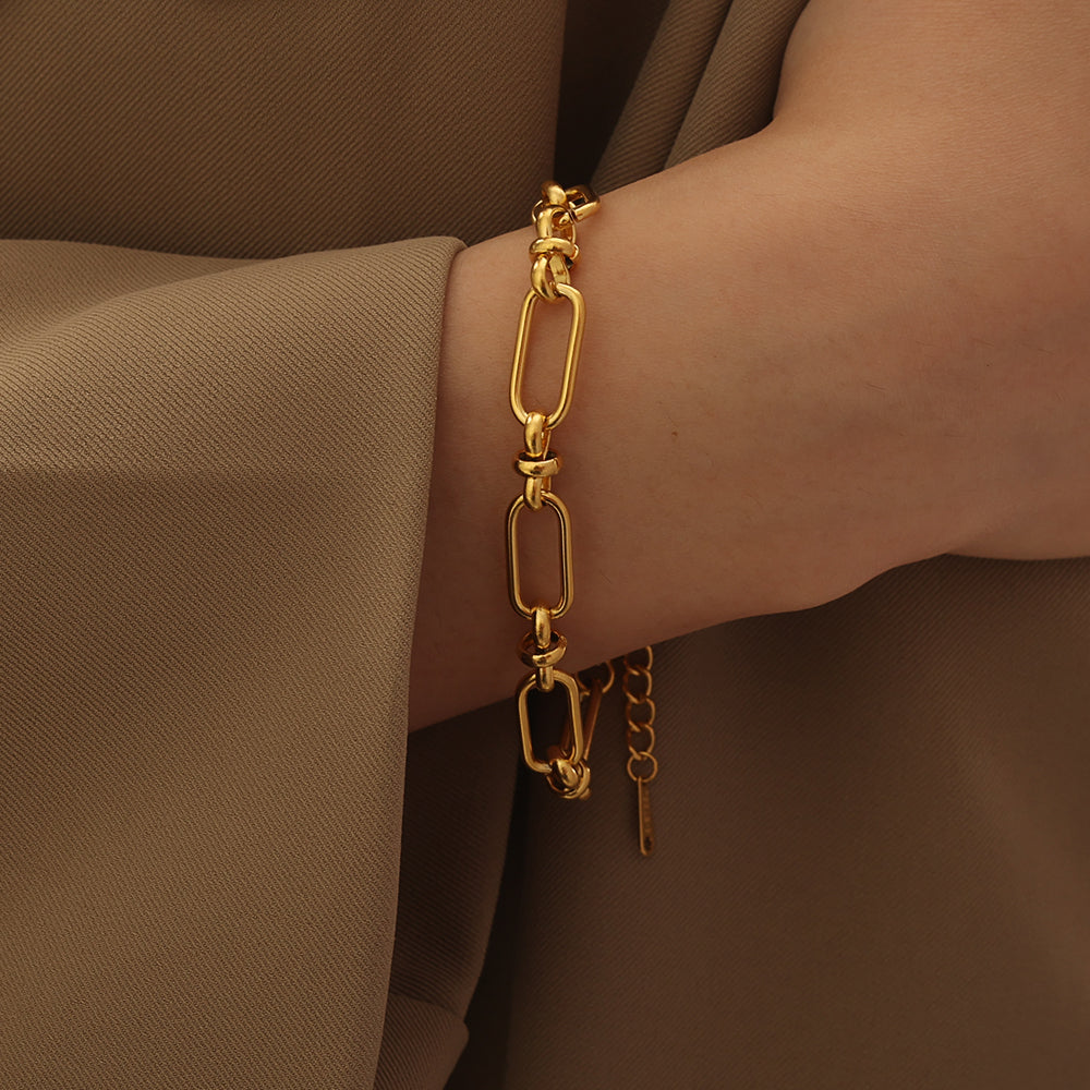 Knot-Link Chain Bracelet – Gold (18 + 4 cm)